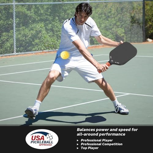 USA Pickleball Approved Pickleball Paddle, 3K Raw Carbon Fiber Surface (CFS) High Grit & Spin, Ideal for Novice and Prof