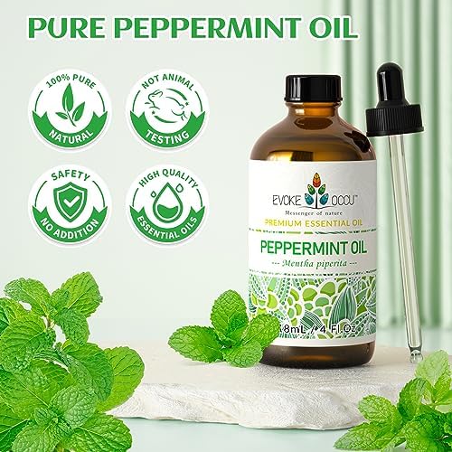 Evoke Occu Peppermint and Lemon Essential Oils - Refreshing and Hydrating for Home and Office - 4 Fl Oz