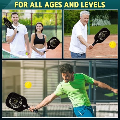 DULCE DOM USAPA Approved Fiberglass/Carbon Fiber Pickleball Paddles Set of 4 for Training | DULCE DOM 4 Indoor Outdoor