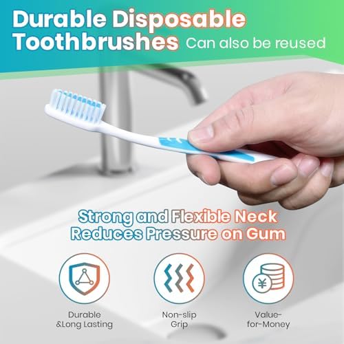 100 Bulk Medium Soft Toothbrushes Pack with Covers for Adults & Kids | Individually Wrapped Disposal Toothbrushes for T