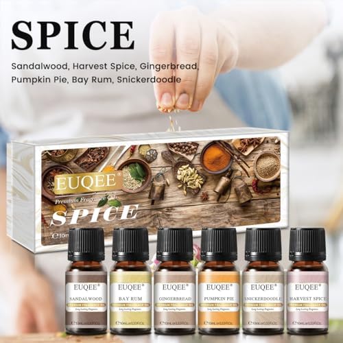 EUQEE Woody Essential Oils Set for Aromatherapy - Pure & Natural Oils - Eucalyptus, Cedarwood, Sandalwood, Frankincense,