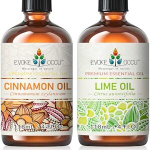 Evoke Occu Cinnamon Essential Oil and Lime Essential Oil for Relaxation and Refreshment - 4 Fl Oz | Evoke Occu Cinnamon