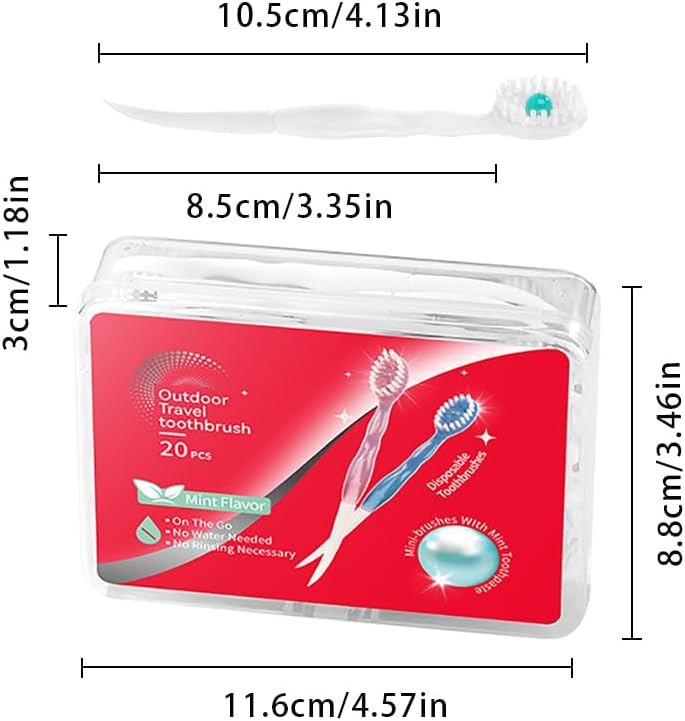 Disposable Mini Toothbrushes with Toothpaste for Travel and On-the-go Use | Portable Peppermint Prepasted Toothbrushes