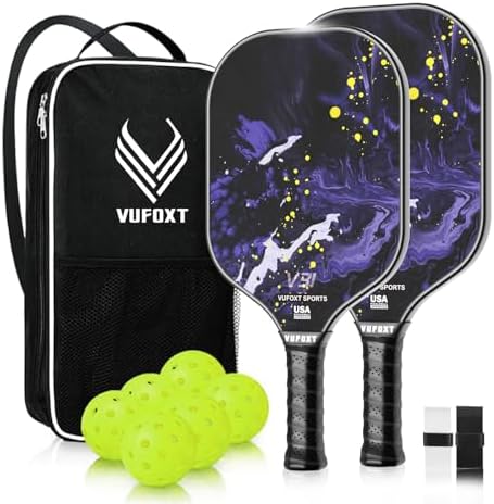 USAPA Approved Carbon Fiber Surface Pickle Ball Paddles Set - Ideal for Beginners' Training and Game (Blue) | Lightweig