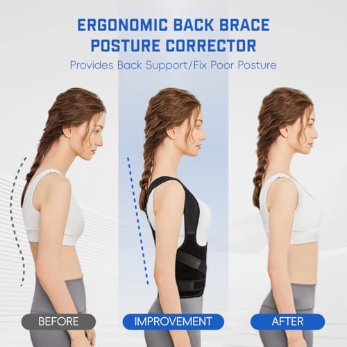 Posture Corrector for Women and Men: Adjustable Back Brace with Full Back Support (Large, Pink) Adjustable Back Brace