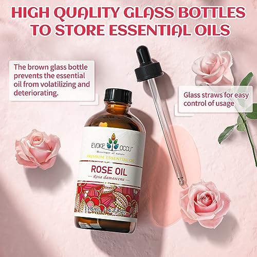 Evoke Occu Clove Essential Oil and Rose Essential Oil for Home Fragrance and Stress Relief - Pure and Natural 4 Fl Oz |
