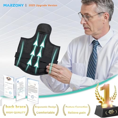 Upper/Lower Back Posture Corrector for Women and Men: Pain Relief and Comfortable Support Medium Black Posture Corrector