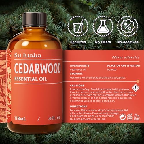 Sujuaba Sandalwood Oil for Diffuser and Skincare 4 Fl Oz - 100% Natural Aromatherapy Oil - Perfect for Relaxation and DI