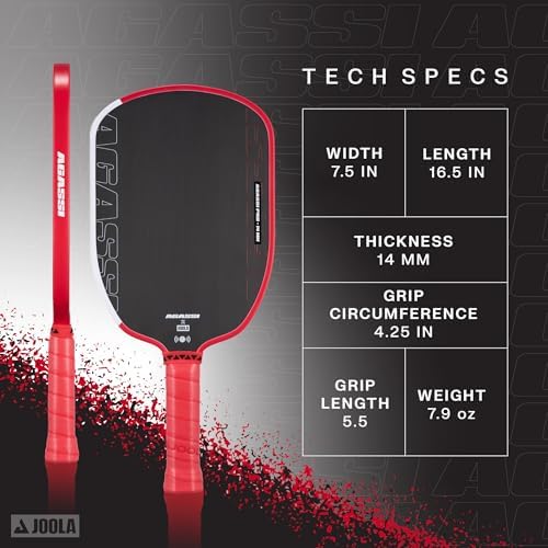 JOOLA Agassi PRO IV 14mm Pickleball Paddle - Carbon Fiber Surface Increases Spin & Control for Experts | JOOLA Agassi P