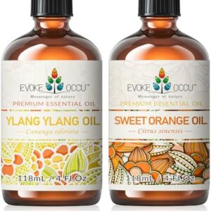 Evoke Occu Ylang Ylang Essential Oil & Sweet Orange Essential Oil for Relaxation and Mood Enhancement - 4 Fl Oz | Evoke