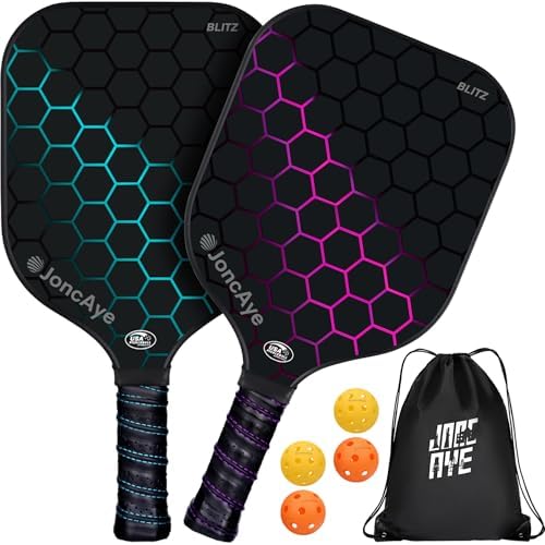 JoncAye USAPA Approved Pickleball Paddles Set of 4 for Adults, Men, Women, and Kids with Balls and Bag JoncAye USAPA App
