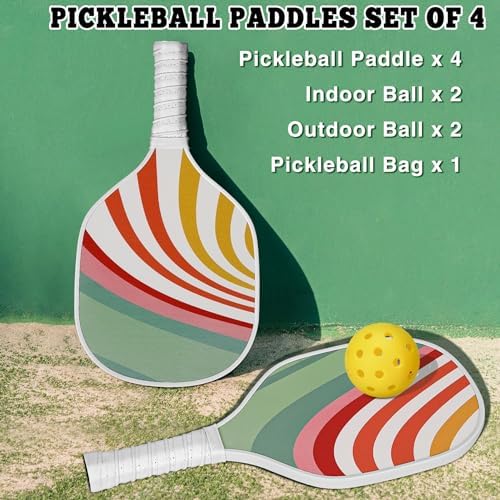 DULCE DOM USAPA Approved Fiberglass/Carbon Fiber Pickleball Paddles Set of 4 for Training | DULCE DOM 4 Indoor Outdoor