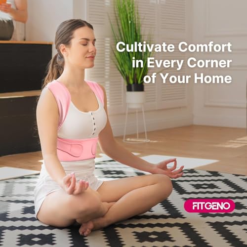 Fit Geno Posture Corrector for Women: Neck Shoulder & Upper Back Pain Relief - Adjustable Lightweight Brace for Improved