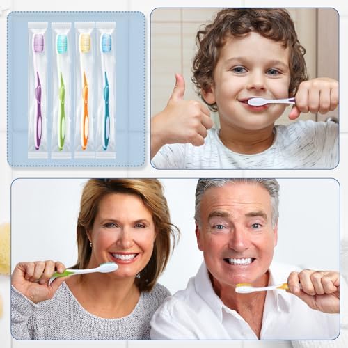 Maxcheck Colorful Prepasted Toothbrushes for Travel and Hotel Use (200 Pack, Blue,Orange,Green,Purple) Maxcheck Prepas