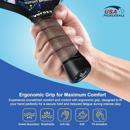 USAPA Approved Carbon Fiber Surface Pickle Ball Paddles Set - Ideal for Beginners' Training and Game (Blue) | Lightweig