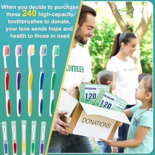 Bulk Disposable Travel Toothbrushes Pack - Soft Bristle Good Cleaning for Kids, Adult & Elderly | 50 Pcs Individually W