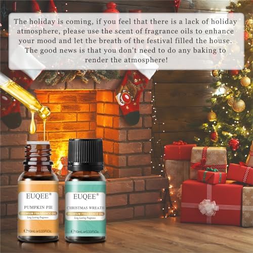 EUQEE Woody Essential Oils Set for Aromatherapy - Pure & Natural Oils - Eucalyptus, Cedarwood, Sandalwood, Frankincense,