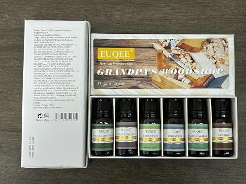 EUQEE Woody Essential Oils Set for Aromatherapy - Pure & Natural Oils - Eucalyptus, Cedarwood, Sandalwood, Frankincense,