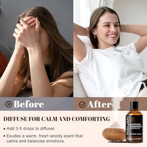 MAYJAM Indian Sandalwood Essential Oils for Skin Care and Hair Care - 100ml MAYJAM Indian Sandalwood Essential Oils fo