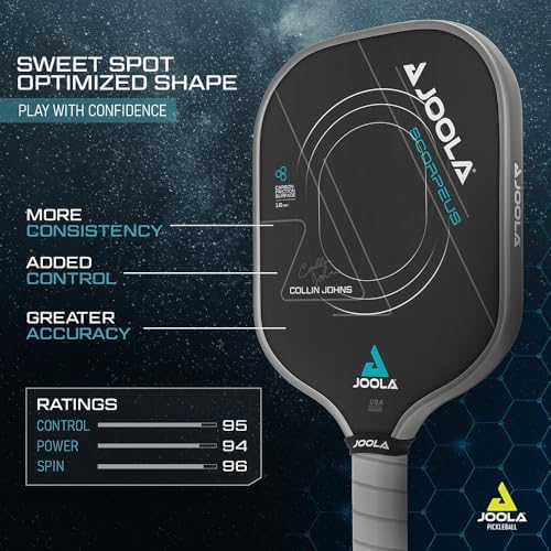 JOOLA Professional Pickleball Paddles - Raw Carbon Fiber Surface - Built for Spin, Speed & Control - Tournament-Level JO