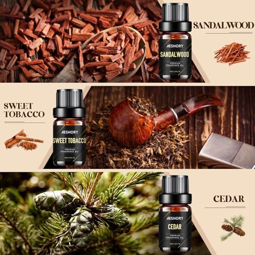 Woody Essential Oils Set for Candle Making & Diffuser - 6x10ML Teakwood, Sandalwood, Cedarwood, Cypress, Forest Pine, F