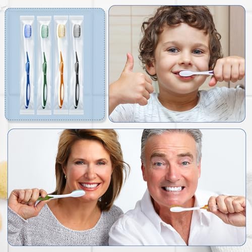 Maxcheck Colorful Prepasted Toothbrushes for Travel and Hotel Use (200 Pack, Blue,Orange,Green,Purple) Maxcheck Prepas