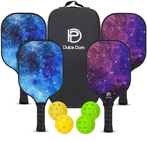 DULCE DOM USAPA Approved Fiberglass/Carbon Fiber Pickleball Paddles Set of 4 for Training | DULCE DOM 4 Indoor Outdoor