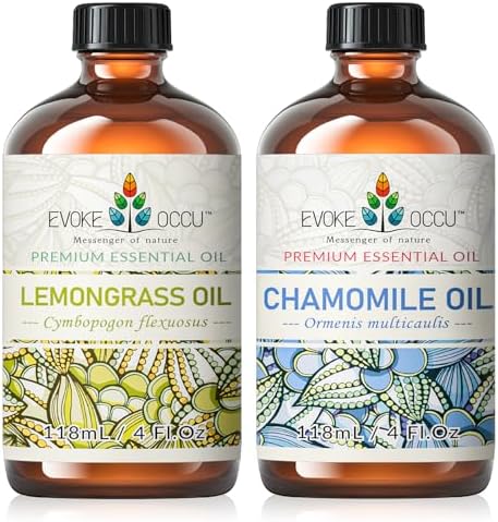 EVOKE OCCU Lemongrass and Chamomile Essential Oils - Relaxing and Soothing for Stress Relief - 4 Fl Oz EVOKE OCCU Lemo