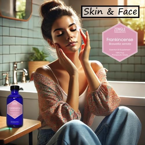 100% Pure Frankincense Essential Oil, Food Grade, for Face and Beauty, by Zongle Therapeutics, 4 OZ | Edible Frankincen