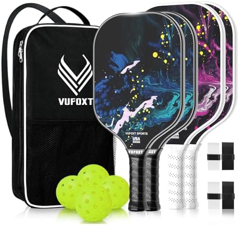 USAPA Approved Carbon Fiber Surface Pickle Ball Paddles Set - Ideal for Beginners' Training and Game (Blue) | Lightweig