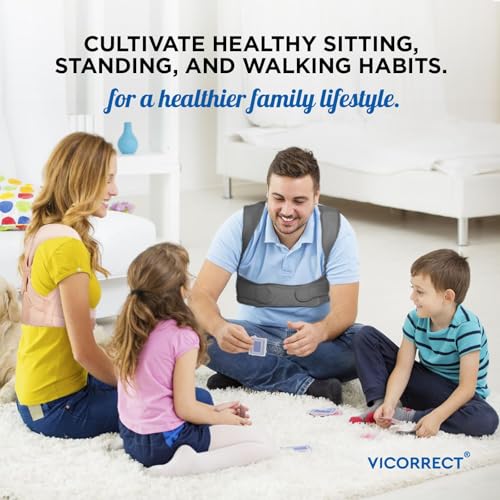 Vicorrect Upper Back Pain Relief Posture Corrector for Women and Men: Adjustable Brace Straps (Pink, S/M) Vicorrect Sh