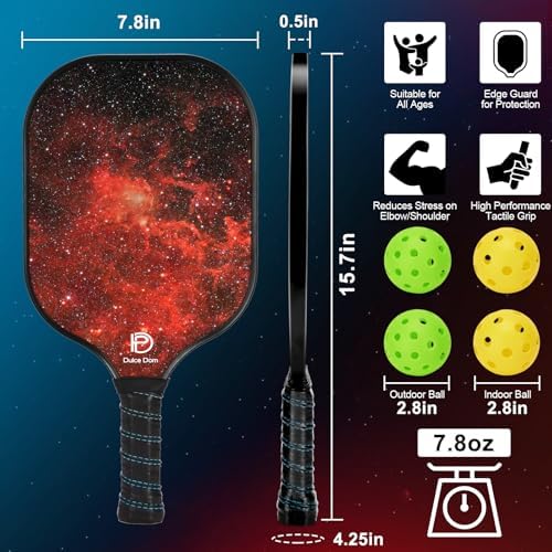 DULCE DOM USAPA Approved Fiberglass/Carbon Fiber Pickleball Paddles Set of 4 for Training | DULCE DOM 4 Indoor Outdoor