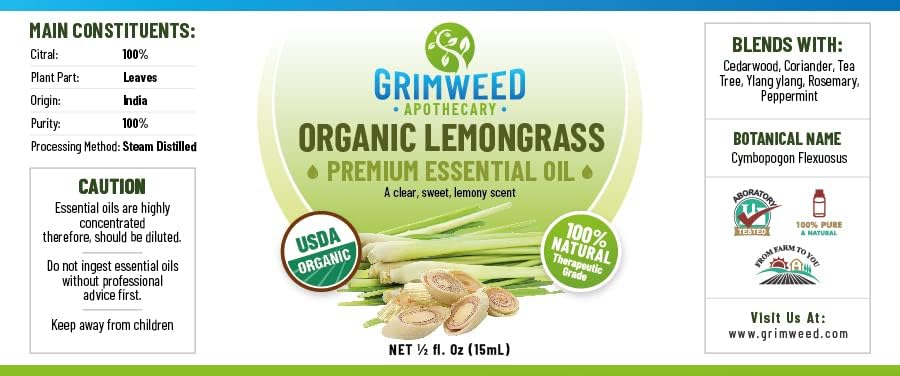 Grimweed Apothecary USDA Organic Cinnamon Essential Oil - Therapeutic Grade - 15mL - Diffuser Oil - 100% All Natural - w