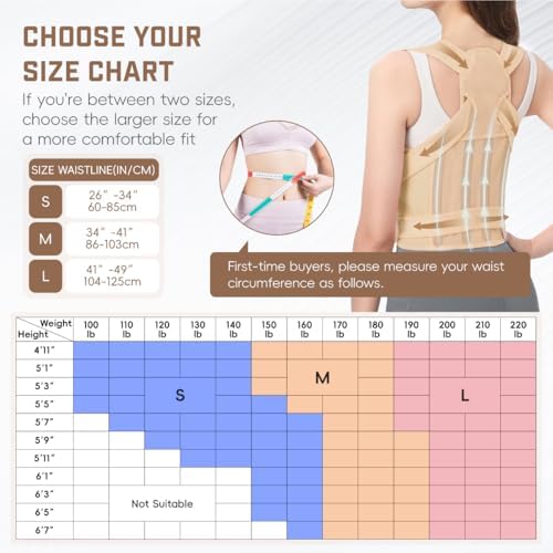 Posture Corrector for Women and Men: Adjustable Back Brace with Full Back Support (Large, Pink) Adjustable Back Brace