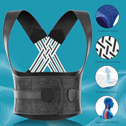 Women's Back Brace for Scoliosis Relief, Shoulder Straightener, Full Back Support, Upper and Lower Back Pain Relief | A