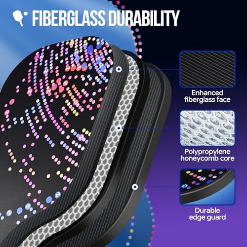 USAPA Approved Lightweight Pickleball Rackets for Casual Players | Durable Fiberglass Surface Picks with Polypropylene