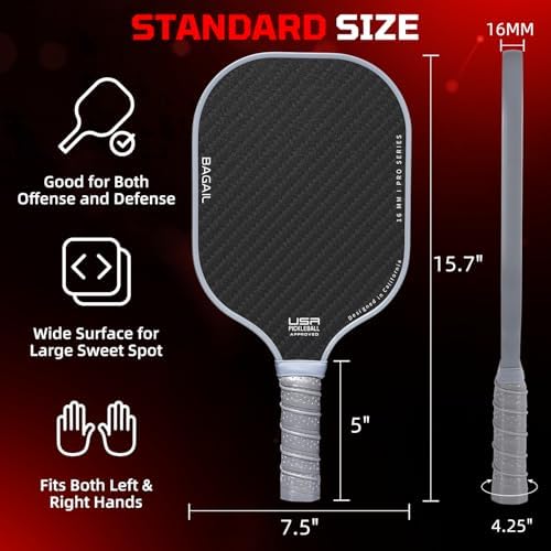 BAGAIL USAPA Approved Pickleball Paddles Set for Traction and Stability | Lightweight BAGAIL Pickleball Rackets with 4