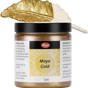 Viva Decor Maya Gold Gold 8.45 Fl Oz Shiny Metallic Acrylic Paint for Wood Crafts Smudge-Proof Weatherproof | Viva Deco