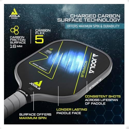 JOOLA Professional Pickleball Paddles - Raw Carbon Fiber Surface - Built for Spin, Speed & Control - Tournament-Level JO