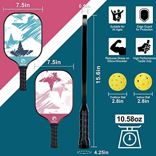DULCE DOM USAPA Approved Fiberglass/Carbon Fiber Pickleball Paddles Set of 4 for Training | DULCE DOM 4 Indoor Outdoor