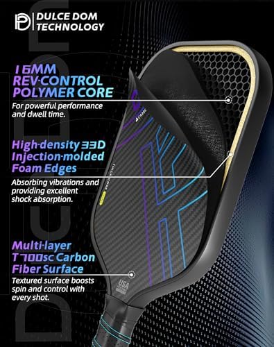 DULCE DOM USAPA Approved Fiberglass/Carbon Fiber Pickleball Paddles Set of 4 for Training | DULCE DOM 4 Indoor Outdoor