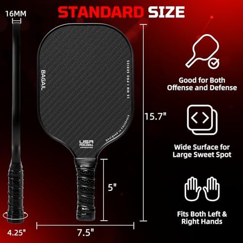 BAGAIL USAPA Approved Pickleball Paddles Set for Traction and Stability | Lightweight BAGAIL Pickleball Rackets with 4