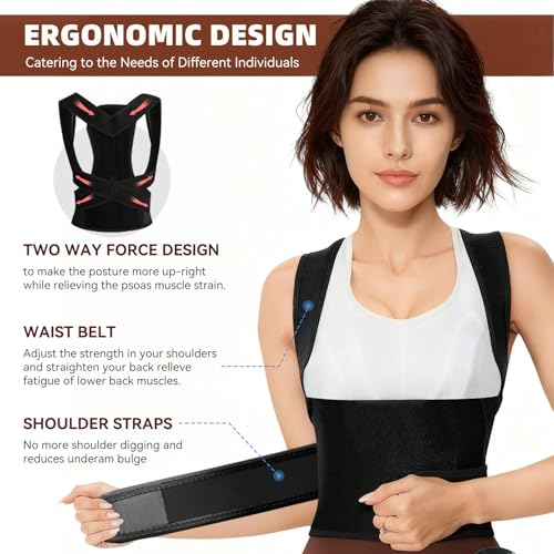 Upgraded Posture Corrector Back Brace for Men and Women | Adjustable Full Back Support for Posture Improving and Pain R