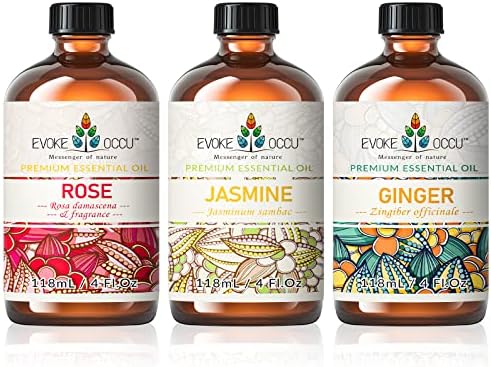 Evoke Occu Rose Essential Oil Jasmine Oil Ginger Essential Oil for Face and Body Skin Care | Evoke Occu Rose Essentia