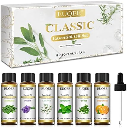 EUQEE Woody Essential Oils Set for Aromatherapy - Pure & Natural Oils - Eucalyptus, Cedarwood, Sandalwood, Frankincense,