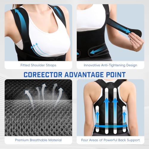 Posture Corrector for Women and Men: Adjustable Back Brace with Full Back Support (Large, Pink) Adjustable Back Brace