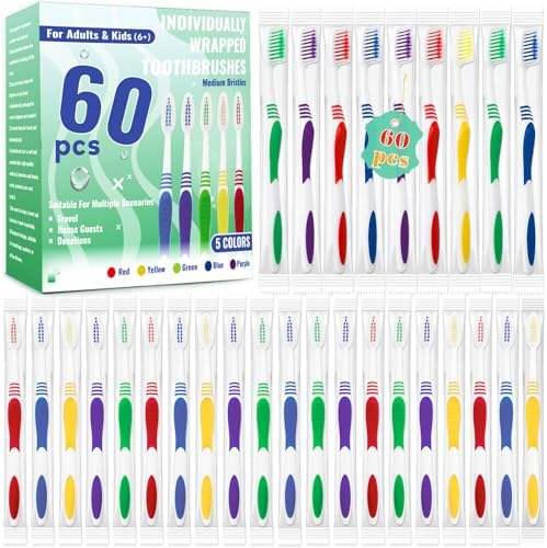 Bulk Disposable Travel Toothbrushes Pack - Soft Bristle Good Cleaning for Kids, Adult & Elderly | 50 Pcs Individually W