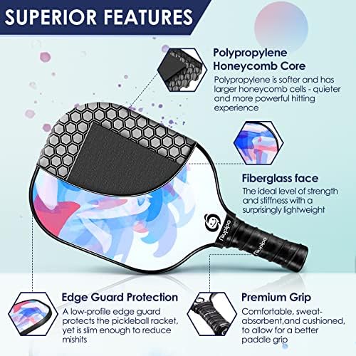 USAPA Approved Lightweight Pickleball Rackets for Casual Players | Durable Fiberglass Surface Picks with Polypropylene