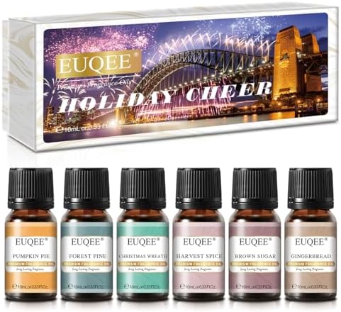 EUQEE Woody Essential Oils Set for Aromatherapy - Pure & Natural Oils - Eucalyptus, Cedarwood, Sandalwood, Frankincense,