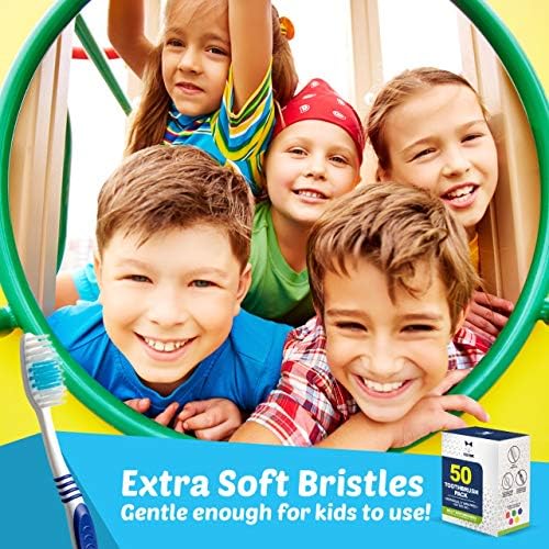 Bulk Toothbrushes 50 Pack for Adults & Kids | Made with a Medium-Soft Large Brush Head | BPA-Free & Disposable Bulk To